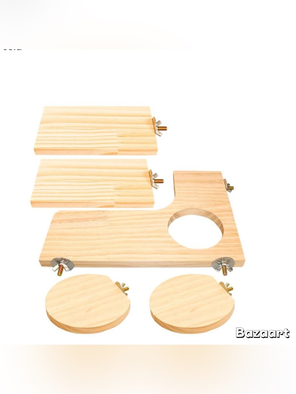 5 Pc Set Small Pet Natural Wood Playground Platforms For Cage - Picture 2 of 6